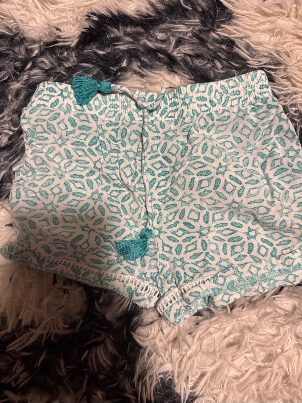 Jessica Simpson Teal and White Patterned Cotton Shorts